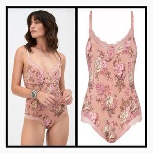 Spell Rosa Bodysuit Floral Dusty Pink NWT size small